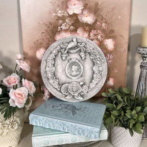 French Country Cottage Cameo Plaque Sign Picture Plate Platter Tray Old World